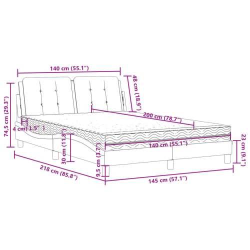 Krevet s madracem crni 140 x 200 cm od umjetne kože - Crna 140 x 200 cm Cijena