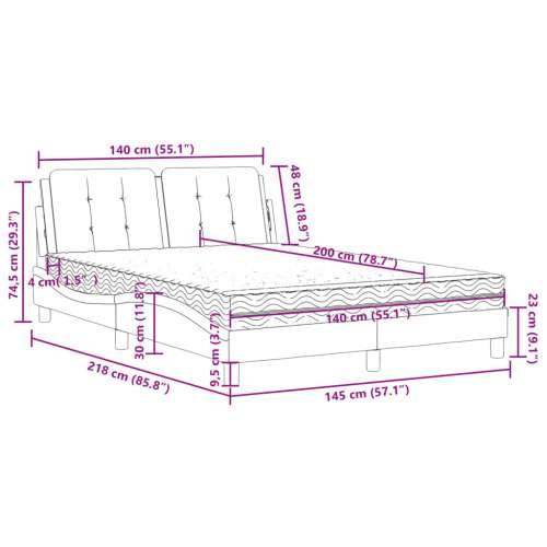 Krevet s madracem bijeli i crni 140 x 200 cm od umjetne kože - Bijela i crna 140 x 200 cm Cijena