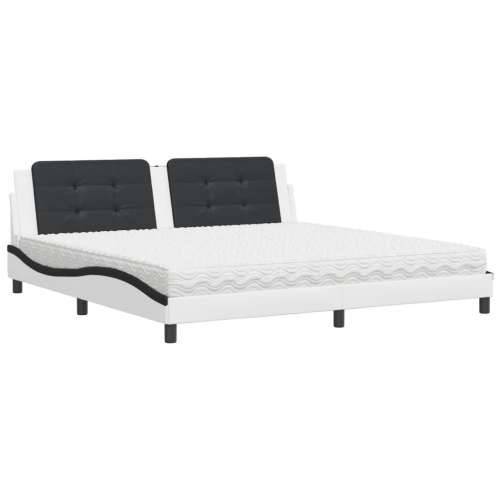 Krevet s madracem bijeli-crni 200 x 200 cm od umjetne kože - Bijela i crna 200 x 200 cm Cijena
