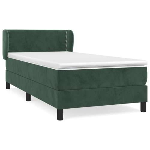 Box spring krevet s madracem tamnozeleni 90x190 cm baršunasti - Tamnozelena 90 x 190 cm Obično s čavlima Cijena
