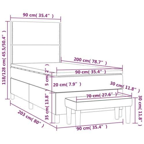 Krevet s oprugama i madracem smeđesivi 90x200 cm od tkanine - Sivo-smeđa 90 x 200 cm Obično s čavlima Cijena
