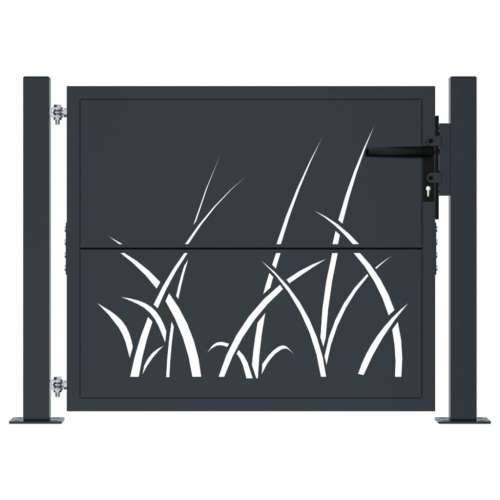 Dvorišna vrata - Vrtna vrata antracit 105 x 80 cm čelična s uzorkom trave - 105 x 80 cm Cijena