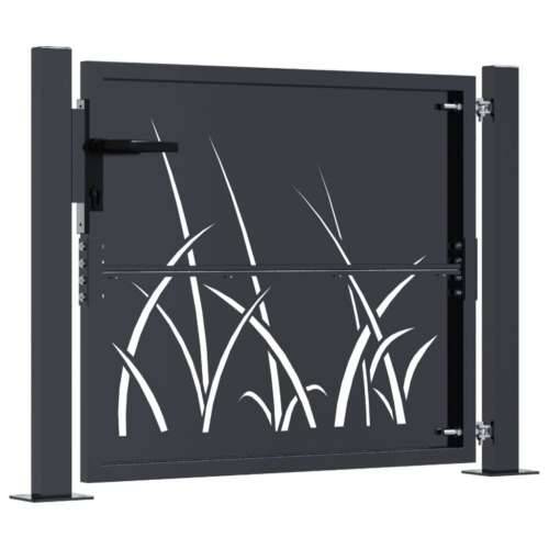 Dvorišna vrata - Vrtna vrata antracit 105 x 80 cm čelična s uzorkom trave - 105 x 80 cm Cijena