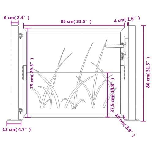 Dvorišna vrata - Vrtna vrata antracit 105 x 80 cm čelična s uzorkom trave - 105 x 80 cm Cijena