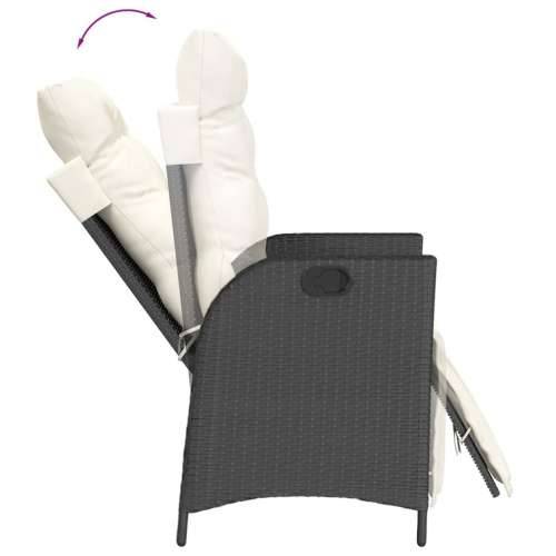 Vrtna garnitura - 7-dijelni vrtni blagovaonski set s jastucima crni od poliratana - Crna i krem 150 x 90 x 75 cm Sa naslonom za  Cijena