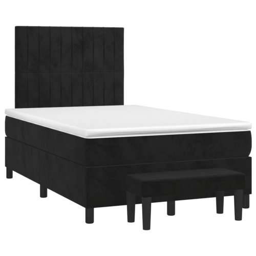 Krevet box spring s madracem crni 120 x 190 cm baršunasti - Crna 120 x 190 cm Okomite pruge Cijena