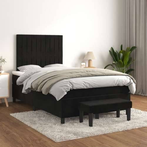 Krevet box spring s madracem crni 120 x 190 cm baršunasti - Crna 120 x 190 cm Okomite pruge Cijena