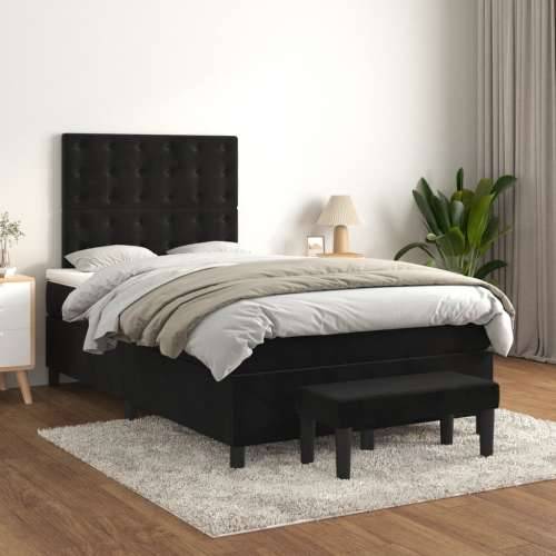 Krevet box spring s madracem crni 120 x 190 cm baršunasti - Crna 120 x 190 cm gumbi Cijena