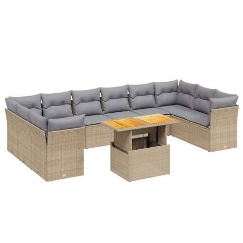 Vrtna garnitura - 11-dijelni set vrtnih sofa od poliratana s jastucima bež - bež i siva 6x srednja + stol + 4x kutna 1 Cijena