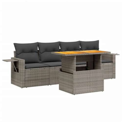 5-dijelni vrtni set sofa s jastucima bež od poliratana - bež i siva bez spremišta 1 Cijena