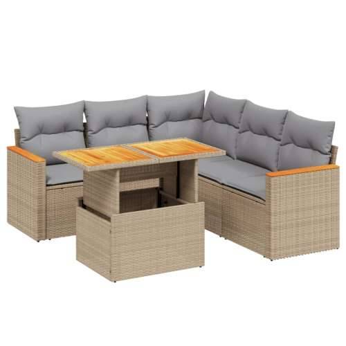 Vrtna garnitura - 6-dijelni set vrtnih sofa s jastucima bež od poliratana - bež i siva 1 Cijena