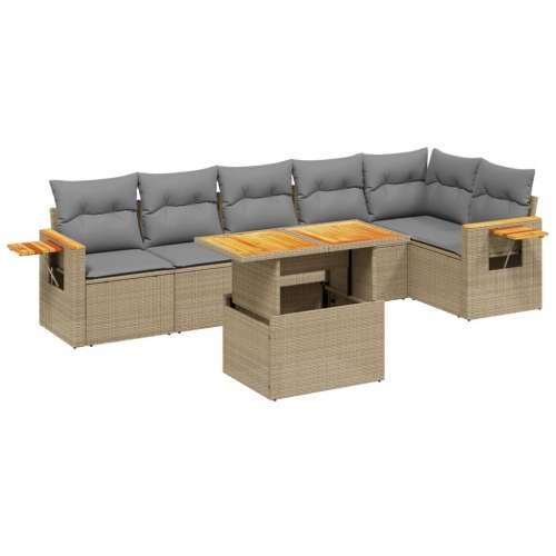 Vrtna garnitura - 7-dijelni set vrtnih sofa od poliratana s jastucima bež - bež i siva 1 Cijena