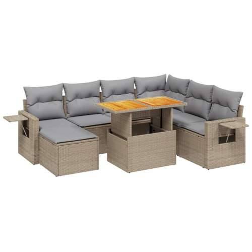 Vrtna garnitura - 8-dijelni set vrtnih sofa od poliratana s jastucima bež - bež i svjetlosiva 3x kutna + 3x srednja + tabure + s Cijena