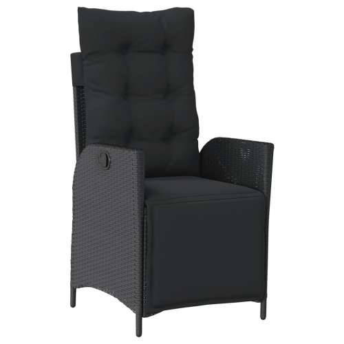 Vrtna garnitura - 9-dijelni vrtni blagovaonski set s jastucima crni od poliratana - Crna 190 x 90 x 75 cm Bez naslona za noge 8 Cijena