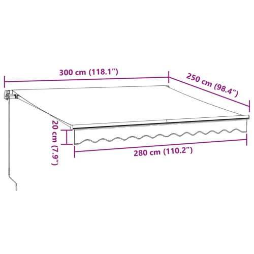 Tenda na ručno uvlačenje s LED bordo 300 x 250 cm - boja burgundca i bijela 300 x 250 cm 1 Cijena