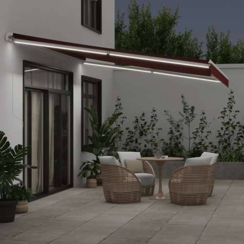 Tenda na ručno uvlačenje s LED bordo 450 x 300 cm - boja burgundca i bijela 450 x 300 cm 1 Cijena