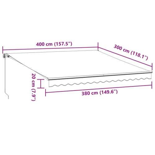 Tenda na ručno uvlačenje s LED antracit i bijela 400 x 300 cm - Antracit i bijela 400 x 300 cm 1 Cijena