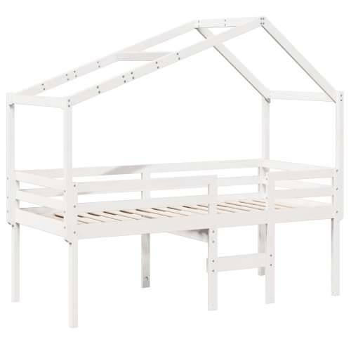 Visoki krevet s krovom bijeli 80 x 200 cm od masivne borovine - Bijela 80 x 200 cm Cijena