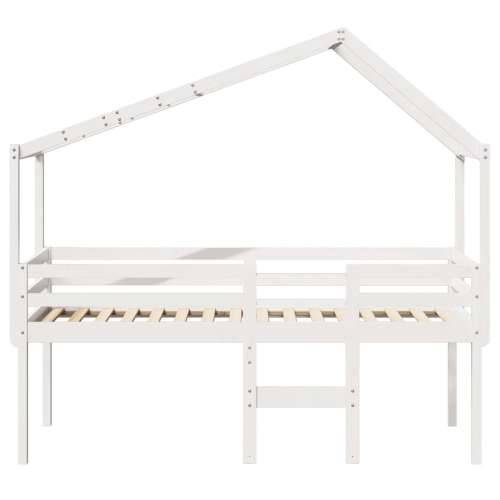 Visoki krevet s krovom bijeli 80 x 200 cm od masivne borovine - Bijela 80 x 200 cm Cijena