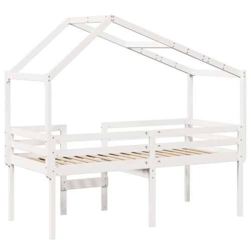 Visoki krevet s krovom bijeli 80 x 200 cm od masivne borovine - Bijela 80 x 200 cm Cijena