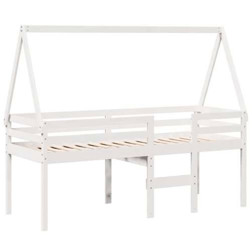 Visoki krevet s krovom bijeli 80 x 200 cm od masivne borovine - Bijela 80 x 200 cm Cijena