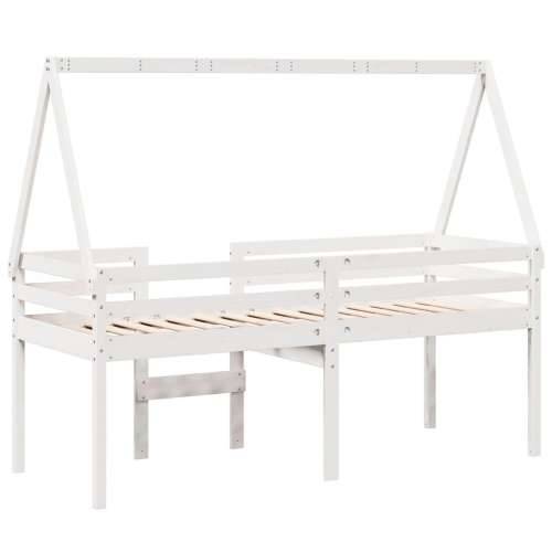 Visoki krevet s krovom bijeli 80 x 200 cm od masivne borovine - Bijela 80 x 200 cm Cijena