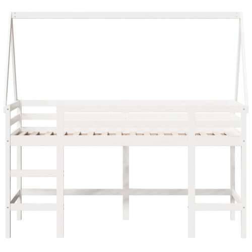 Krevet na kat s ljestvama i krovom bijeli 80x200 cm od borovine - Bijela 80 x 200 cm Cijena