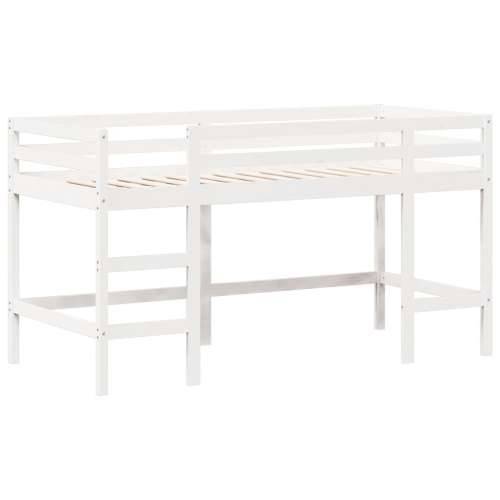 Krevet na kat s ljestvama i krovom bijeli 90x200 cm od borovine - Bijela 90 x 200 cm Cijena