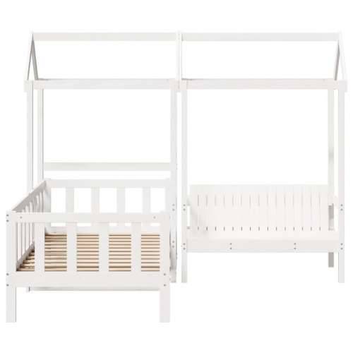 Set dnevnog kreveta i klupe s krovom bijeli 90x200 cm borovina - Bijela 90 x 200 cm Cijena