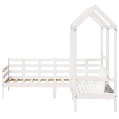 Set dnevnog kreveta i klupe s krovom bijeli 90x200 cm borovina - Bijela 90 x 200 cm Cijena
