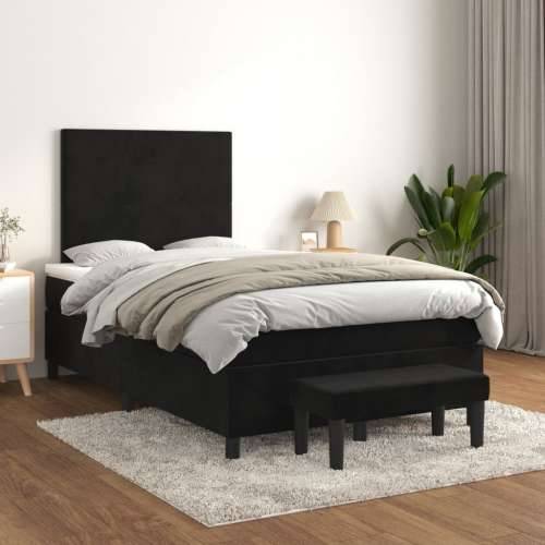 Krevet box spring s madracem crni 120 x 190 cm baršunasti - Crna 120 x 190 cm Gladak dizajn Cijena