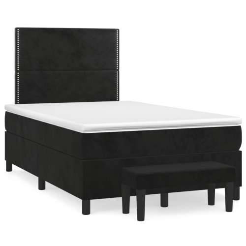 Krevet box spring s madracem crni 120 x 190 cm baršunasti - Crna 120 x 190 cm Obično s čavlima Cijena