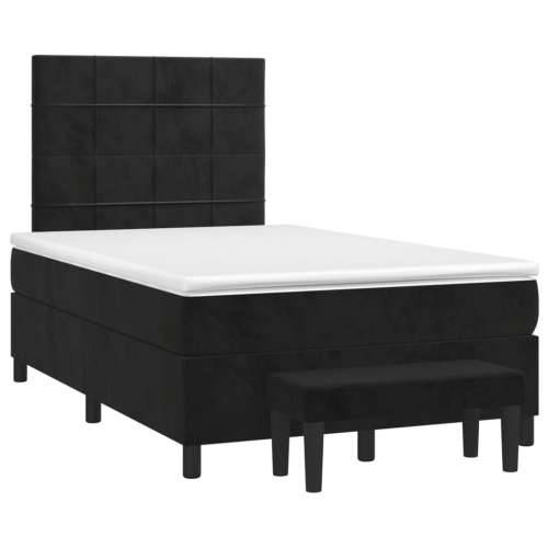 Krevet box spring s madracem crni 120 x 190 cm baršunasti - Crna 120 x 190 cm Blok s kvadratima Cijena