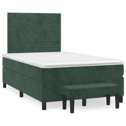 Krevet box spring s madracem tamnozeleni 120x190 cm baršunasti - Tamnozelena 120 x 190 cm vodoravne pruge Cijena