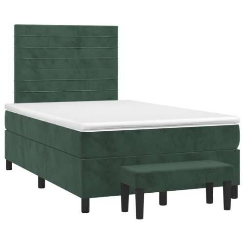 Krevet box spring s madracem tamnozeleni 120x190 cm baršunasti - Tamnozelena 120 x 190 cm vodoravne pruge Cijena