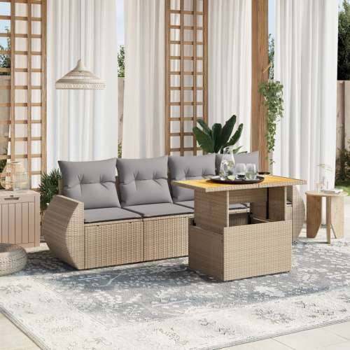 5-dijelni vrtni set sofa s jastucima bež od poliratana - bež i siva bez spremišta 1 Cijena