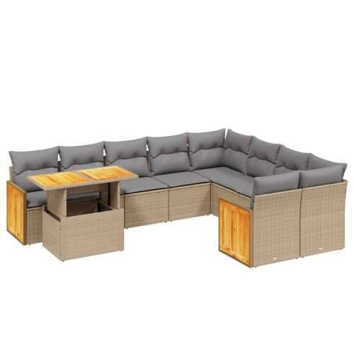 Vrtna garnitura - 10-dijelni set vrtnih sofa s jastucima bež od poliratana - bež i siva 1 Cijena