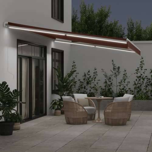 Tenda na ručno uvlačenje s LED smeđa 500 x 300 cm - Smeđa i bijela 500 x 300 cm 1 Cijena