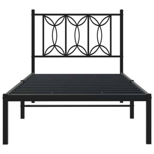 Metalni okvir za krevet s uzglavljem crni 90x190 cm - Crna 90 x 190 cm s uzglavljem Cijena