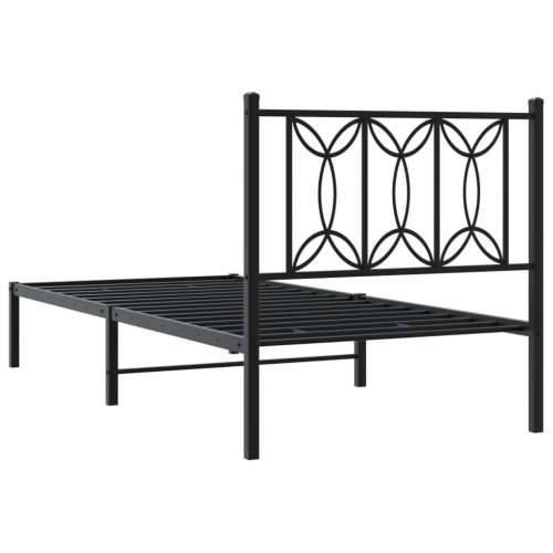 Metalni okvir za krevet s uzglavljem crni 90x190 cm - Crna 90 x 190 cm s uzglavljem Cijena