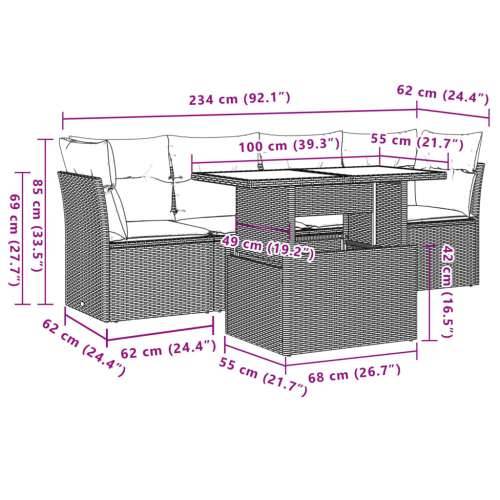 5-dijelni vrtni set sofa s jastucima bež od poliratana - bež i siva bez spremišta 1 Cijena