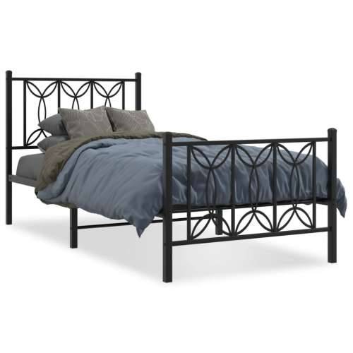 Metalni okvir kreveta uzglavlje i podnožje crni 75x190 cm - Crna 75 x 190 cm s uzglavljem i podnožjem Cijena
