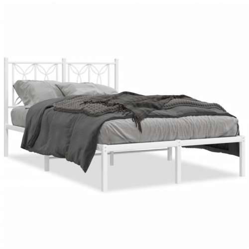 Metalni okvir za krevet s uzglavljem bijeli 120 x 190 cm - Bijela 120 x 190 cm s uzglavljem Cijena