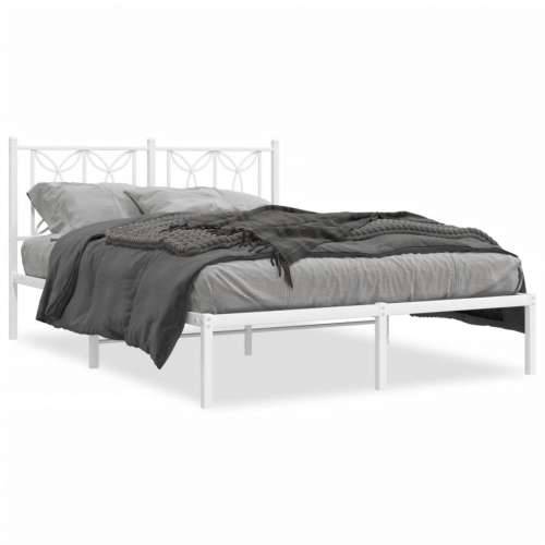Metalni okvir za krevet s uzglavljem bijeli 135x190 cm - Bijela 135 x 190 cm s uzglavljem Cijena