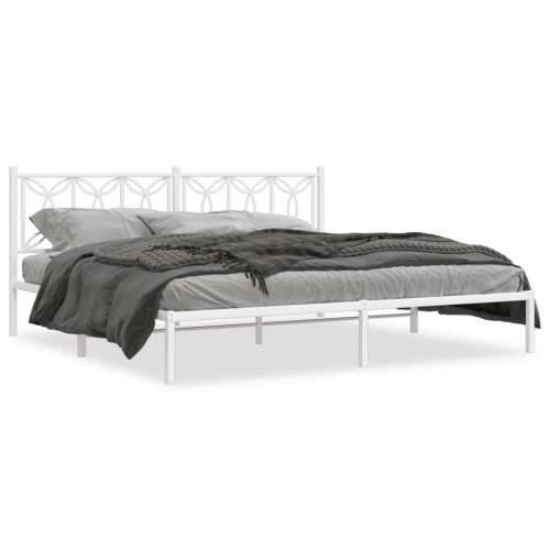 Metalni okvir za krevet s uzglavljem bijeli 193x203 cm - Bijela 193 x 203 cm s uzglavljem Cijena