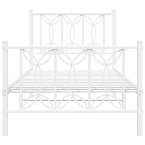 Metalni okvir kreveta uzglavlje i podnožje bijeli 90 x 200 cm - Bijela 90 x 200 cm s uzglavljem i podnožjem Cijena