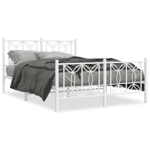 Metalni okvir kreveta uzglavlje i podnožje bijeli 140 x 190 cm - Bijela 140 x 190 cm s uzglavljem i podnožjem Cijena