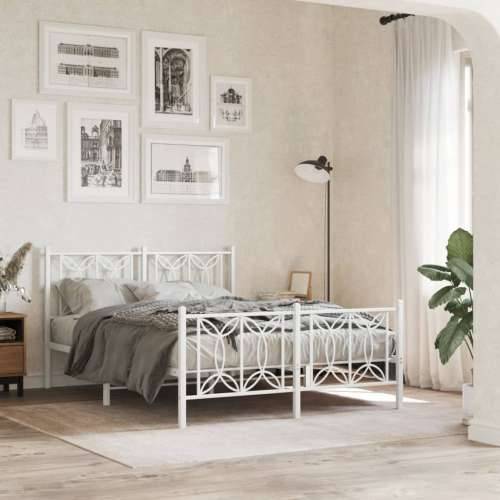 Metalni okvir kreveta uzglavlje i podnožje bijeli 140 x 190 cm - Bijela 140 x 190 cm s uzglavljem i podnožjem Cijena