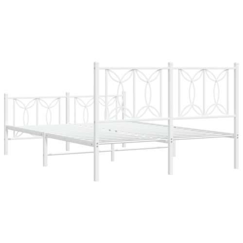 Metalni okvir kreveta uzglavlje i podnožje bijeli 140 x 190 cm - Bijela 140 x 190 cm s uzglavljem i podnožjem Cijena