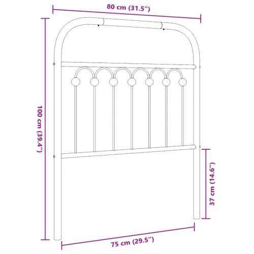 Metalno uzglavlje crno 75 cm - Crna 75 cm 1 Cijena